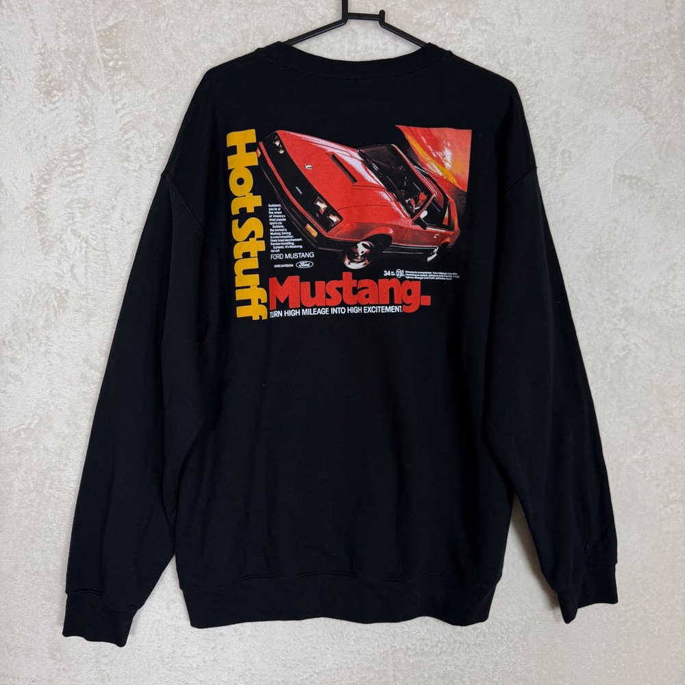 Ford Mustang Hot Stuff Graphic Sweatshirt Mens Large Black Crewneck Pullover